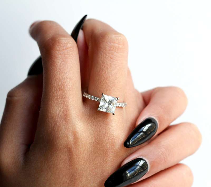 Moissanite Princess Engagement Ring