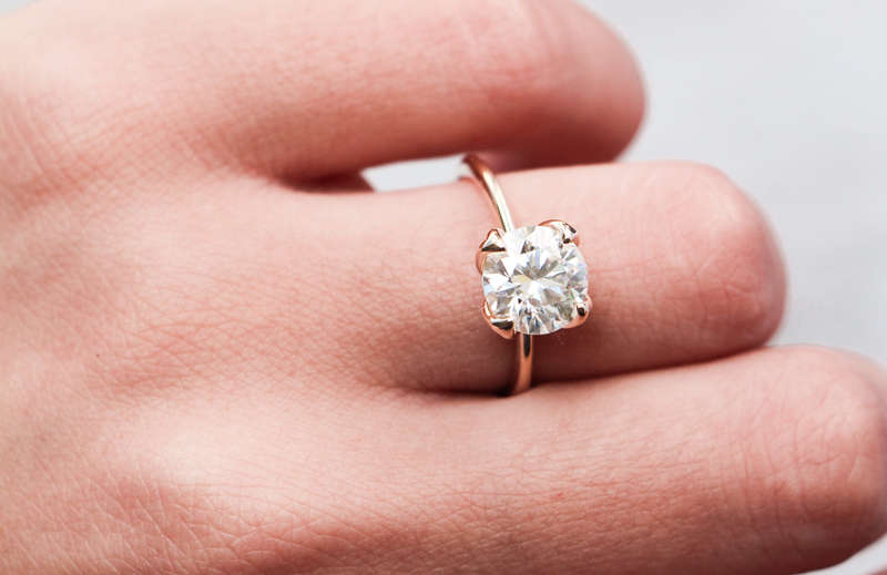 Tove - Our 2.5ct Round Brilliant Cut Solitaire 4 Claw Flower Design Engagement Ring