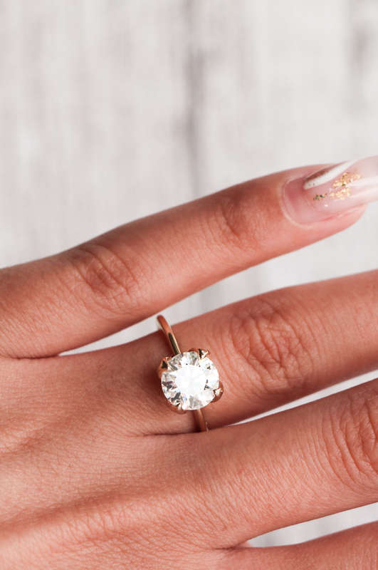 Tove - Our 2.5ct Round Brilliant Cut Solitaire 4 Claw Flower Design Engagement Ring