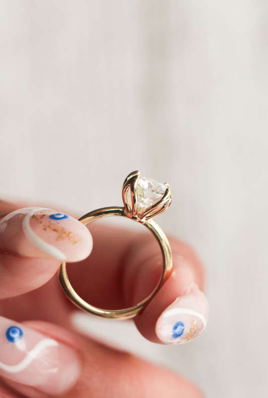 Tove - Our 2.5ct Round Brilliant Cut Solitaire 4 Claw Flower Design Engagement Ring