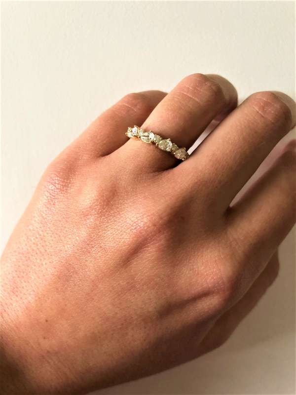 Pear and Round Moissanite Eternity Band