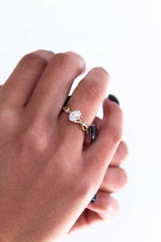 Oval Twig Band Engagement Ring