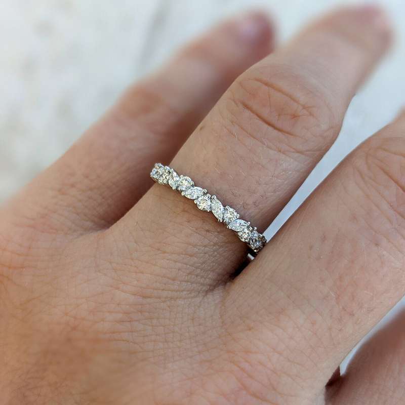Marquise and Round Moissanite Eternity Band