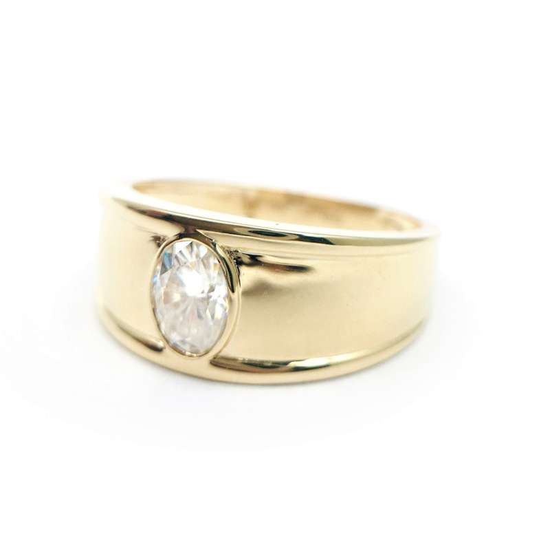 Mens Oval Moissanite Wedding Ring