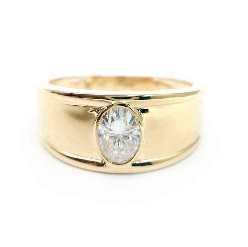 Mens Oval Moissanite Wedding Ring