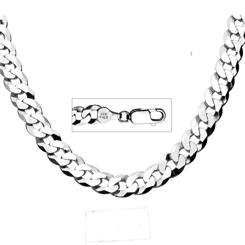 Mens Silver Curb Link Chain - 7mm