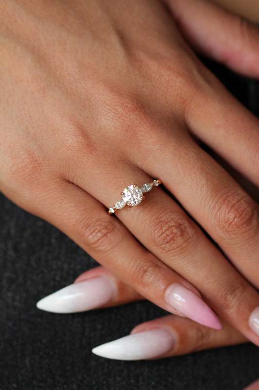 Round Marquise Cluster Engagement Ring