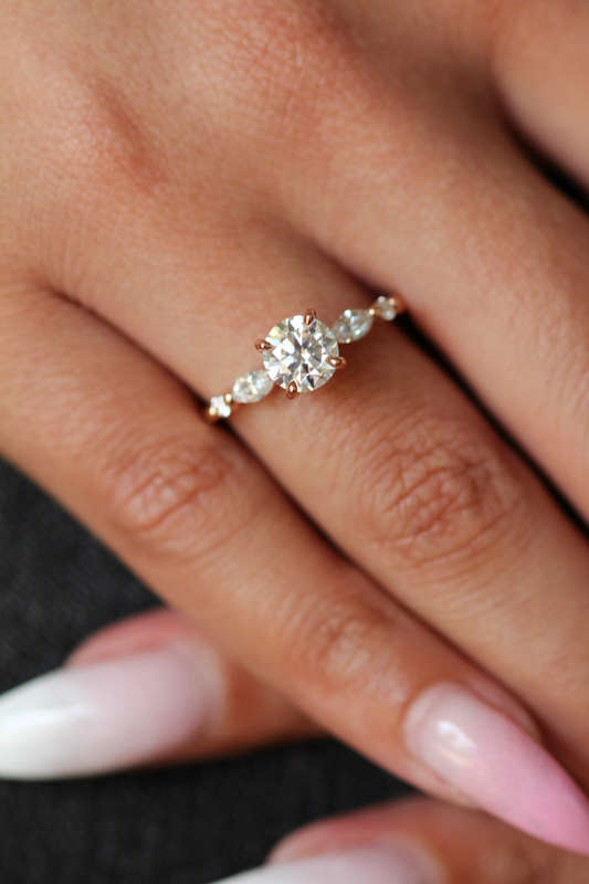 Round Marquise Cluster Engagement Ring