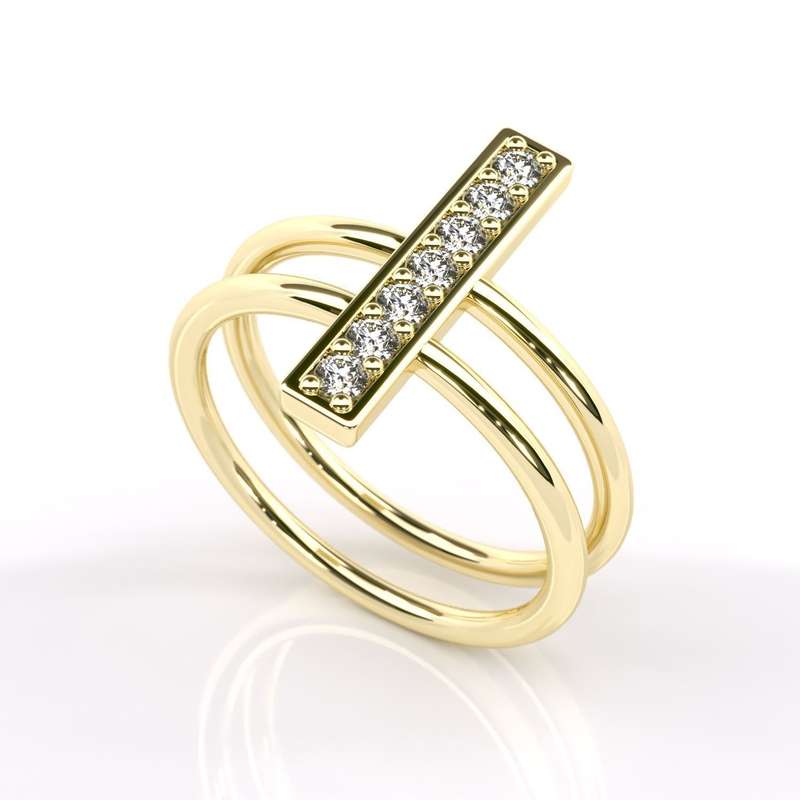 Moissanite Double Bar Ring