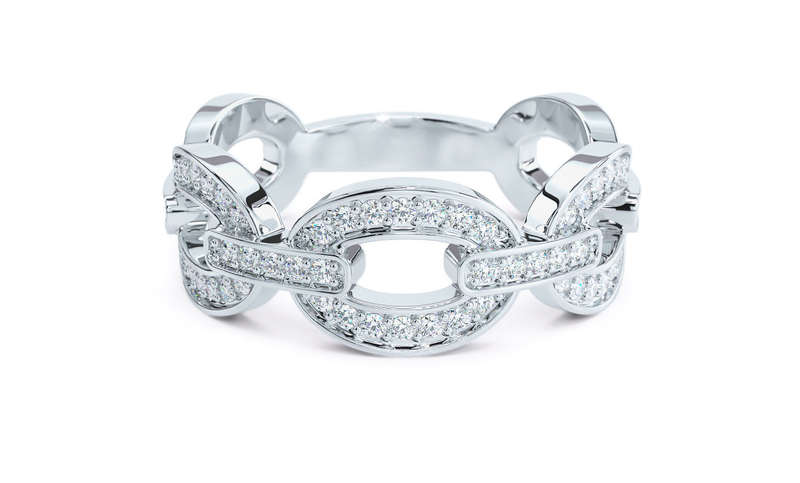 Moissanite Gold Chain Ring