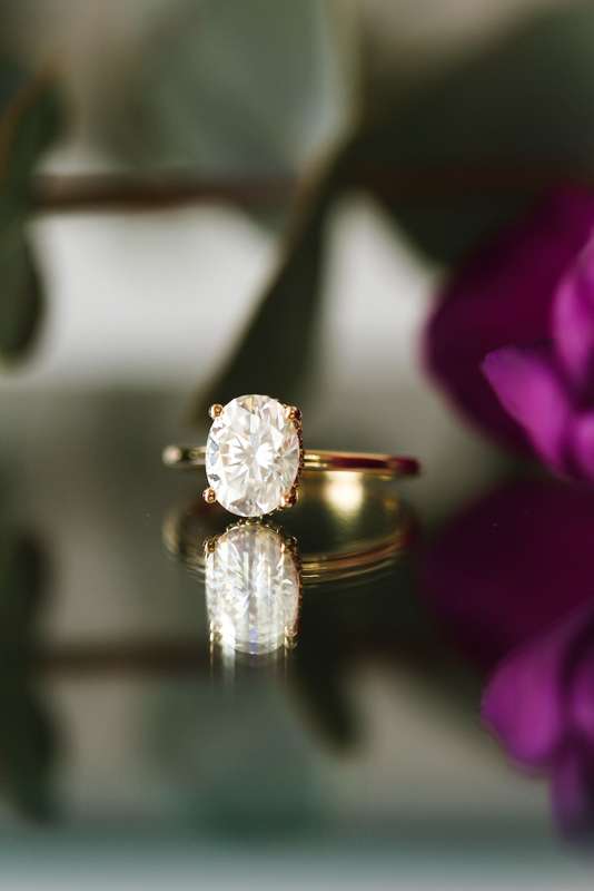 Oval Moissanite Hidden Halo Engagement Ring
