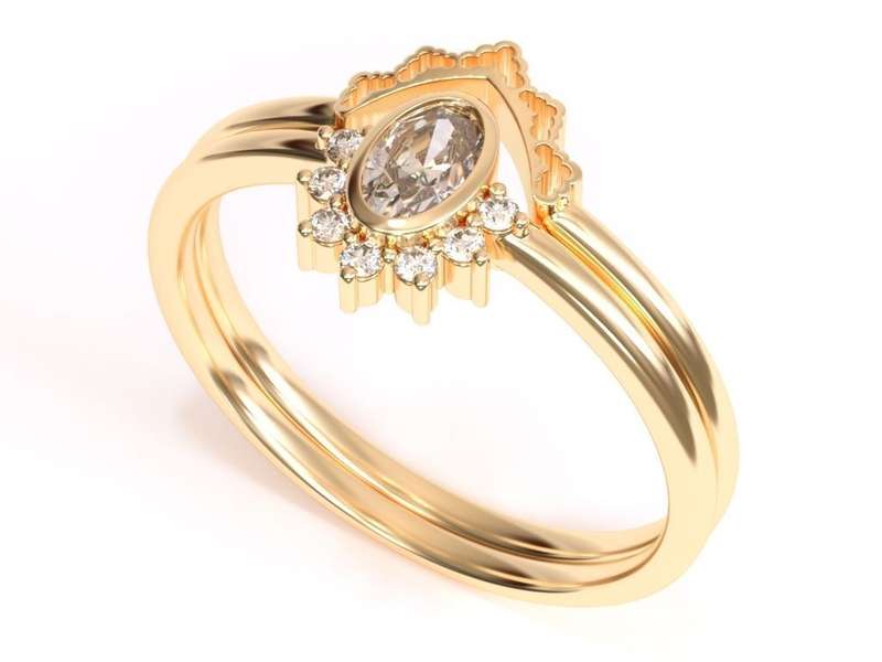 Oval Moissanite Bridal Ring Set