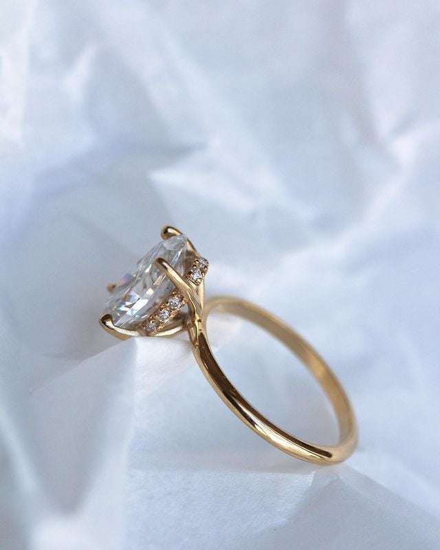 Oval Moissanite Hidden Halo Engagement Ring
