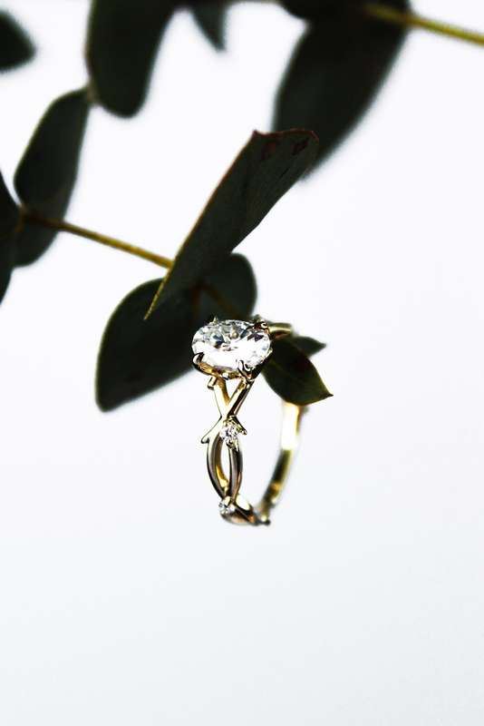 Oval Twig Band Engagement Ring