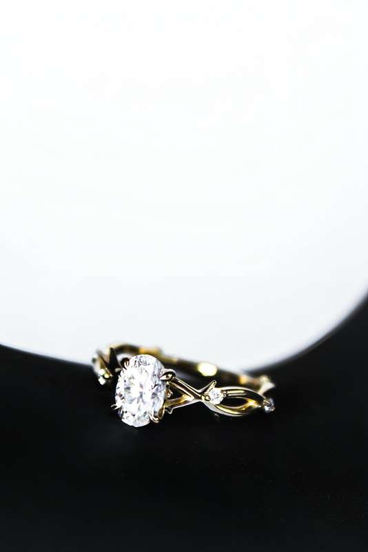 Oval Twig Band Engagement Ring