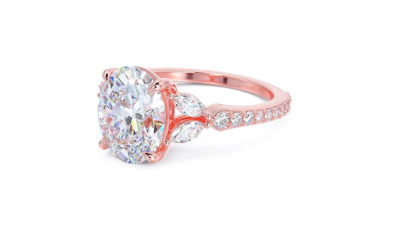 Oval Moissanite With Marquise Cluster Engagement Ring