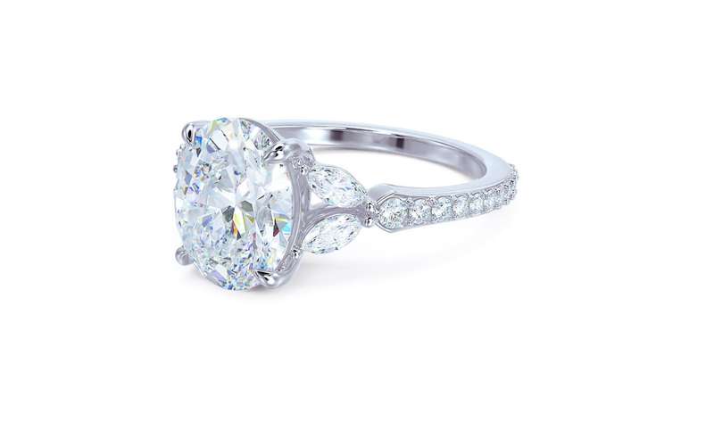 Oval Moissanite With Marquise Cluster Engagement Ring