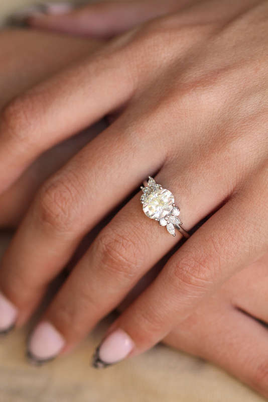 Oval Moissanite Platinum Engagement Ring