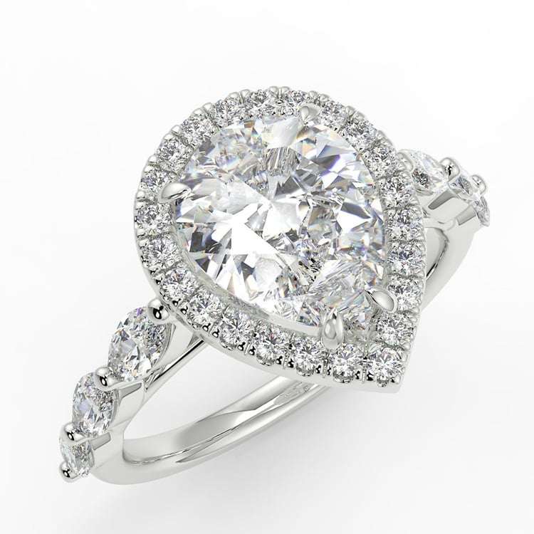 2ct Pear Cut Moissanite Halo Ring