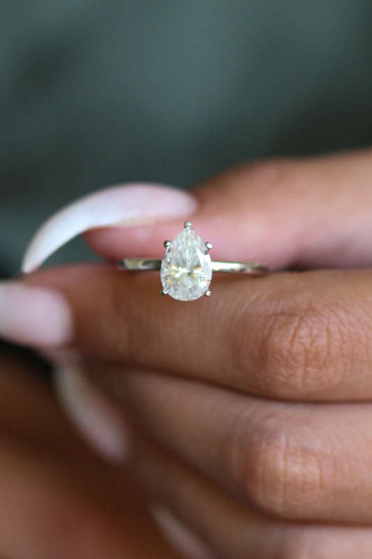 Pear Moissanite Platinum Engagement Ring