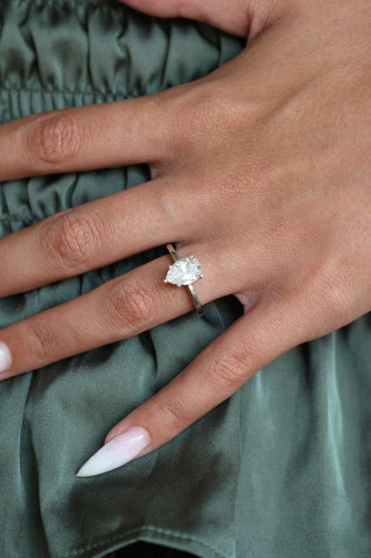 Pear Moissanite Platinum Engagement Ring