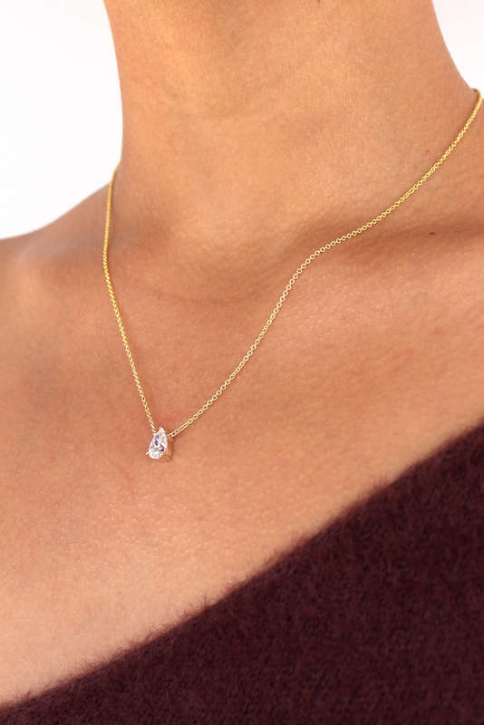 Pear Moissanite Solitaire Necklace