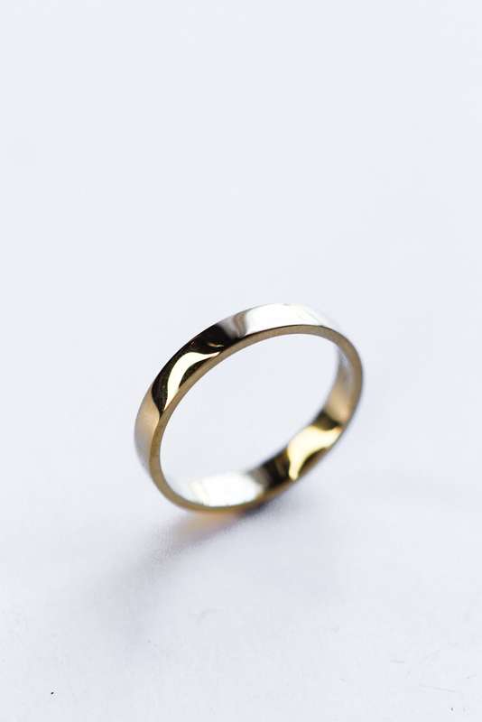 Gold Plain Flat Mens Wedding Ring