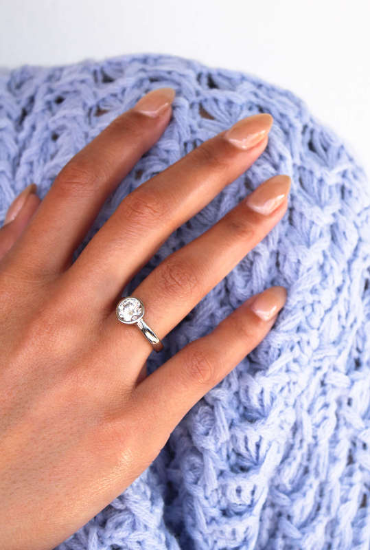The Platinum Bezel Moissanite Ring
