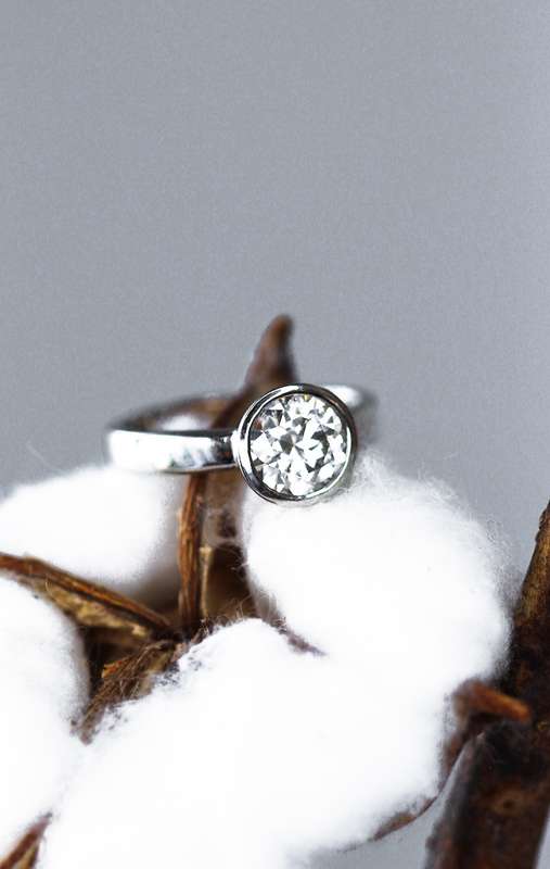 The Platinum Bezel Moissanite Ring