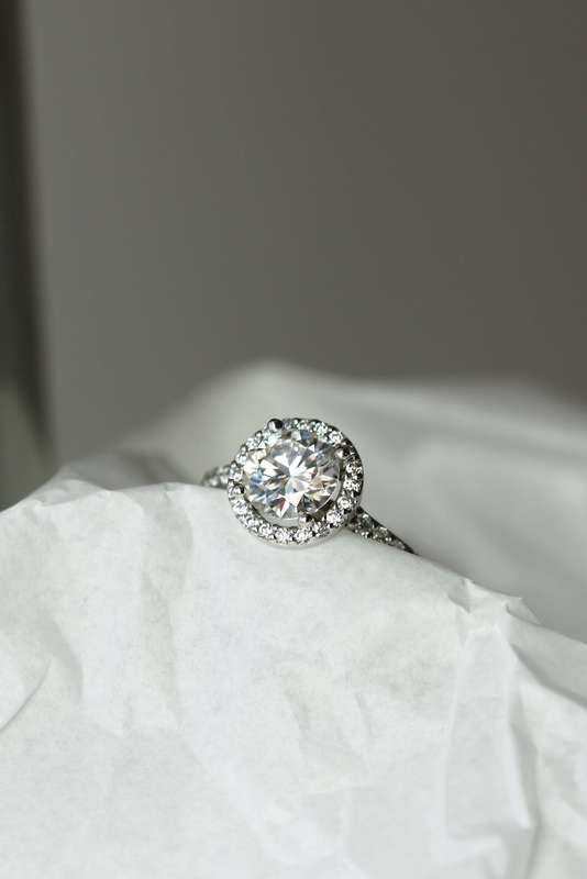 Platinum Halo Moissanite Engagement Ring