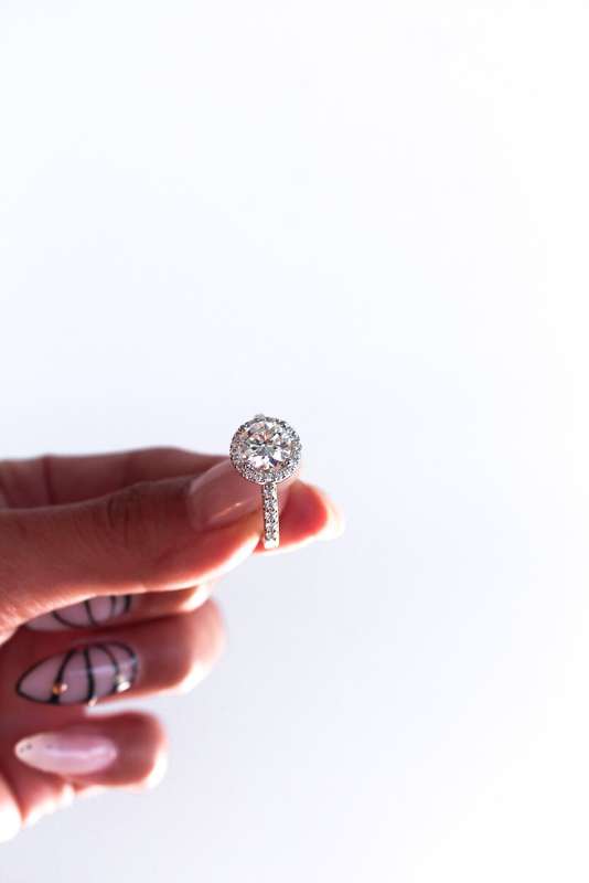 Platinum Halo Moissanite Engagement Ring