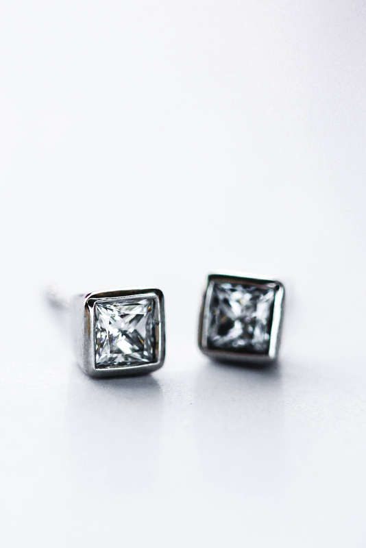 Princess Cut Bezel Studs 0.80ct