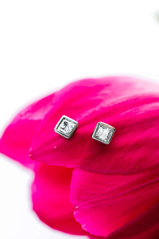 Princess Cut Bezel Studs 0.80ct