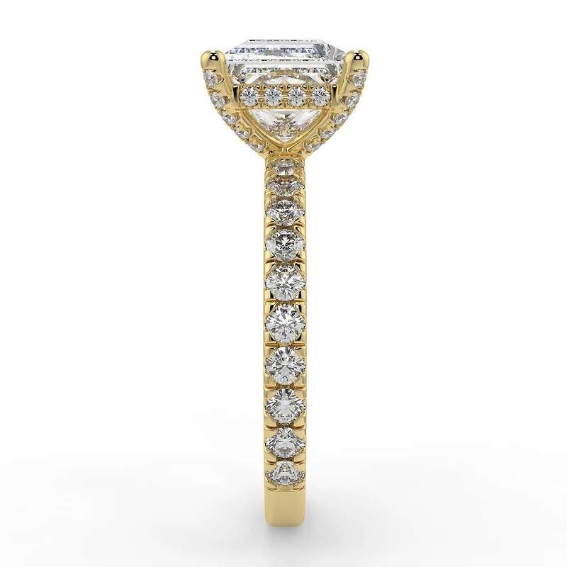 Princess Cut Moissanite Pave Ring