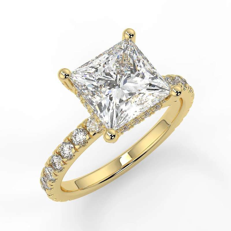 Princess Cut Moissanite Pave Ring