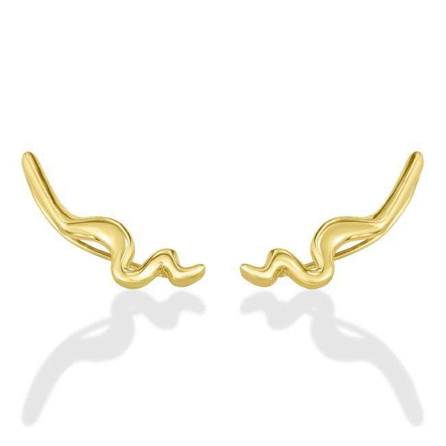 9ct Gold Ripple Ear Climber Earrings