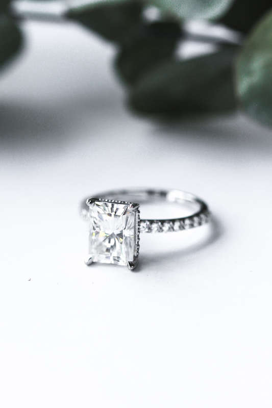 Radiant Cut Hidden Halo Ring