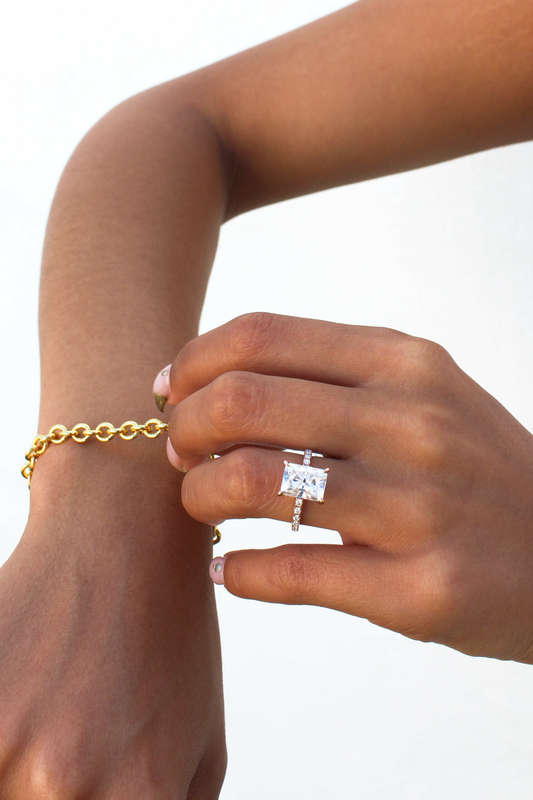 Radiant Cut Hidden Halo Ring
