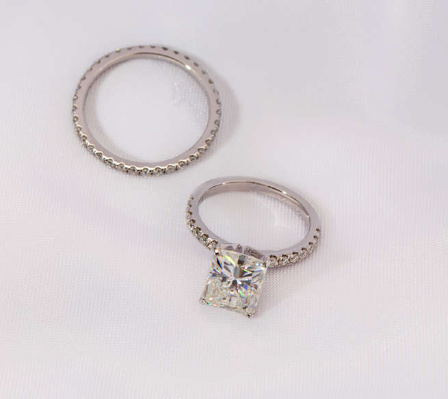 Radiant Moissanite Wedding Ring Set