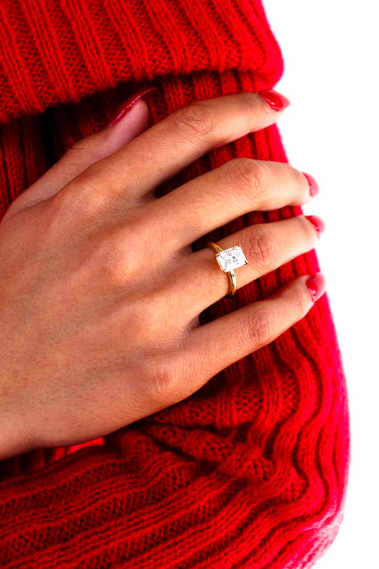 Radiant Moissanite Solitaire Engagement Ring