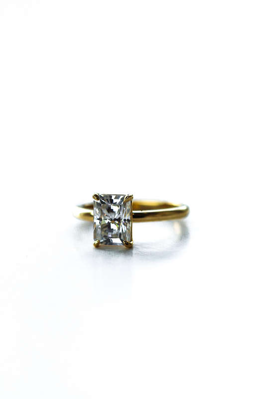 Radiant Moissanite Solitaire Engagement Ring