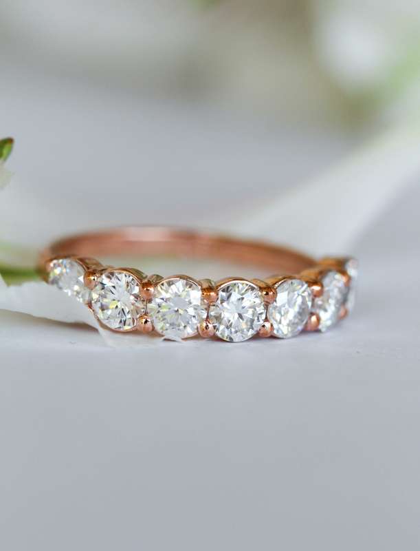 7 Stone Moissanite Eternity Band in 9ct Rose Gold