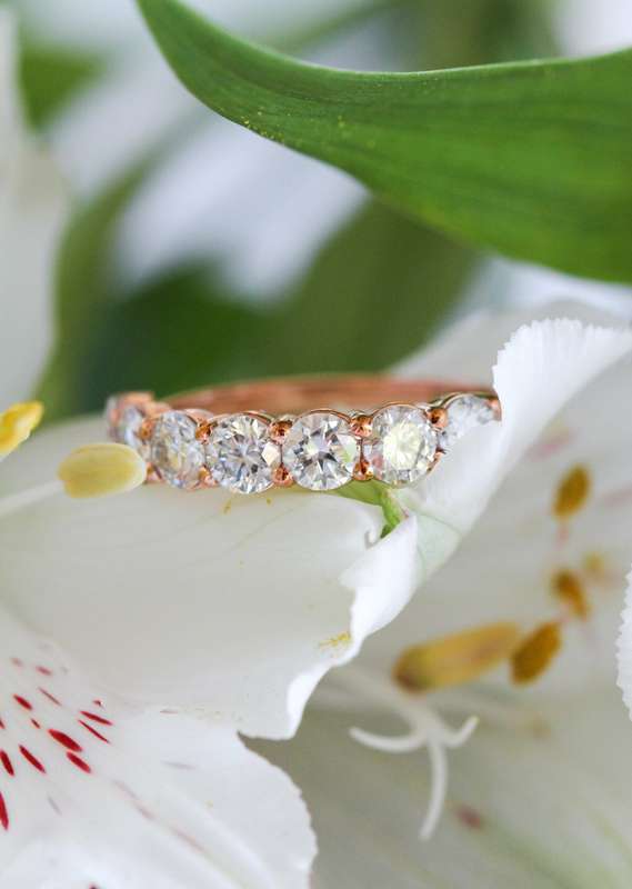 7 Stone Moissanite Eternity Band in 9ct Rose Gold