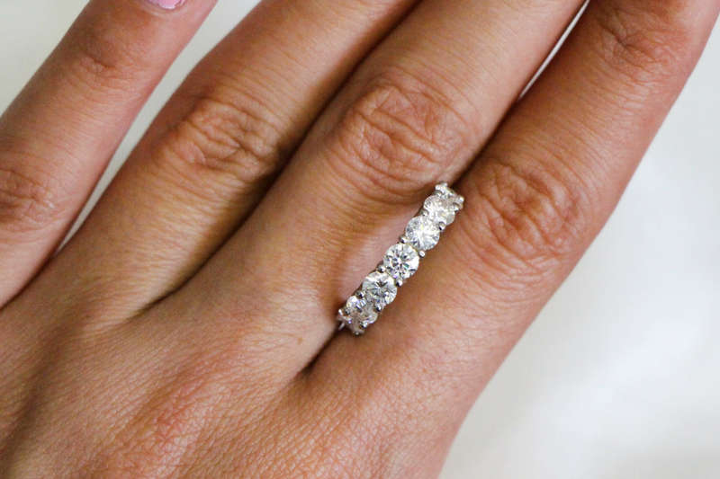 7x4mm Round Moissanite Eternity Band