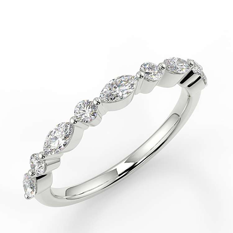 Round Moissanite and Marquise Eternity Ring