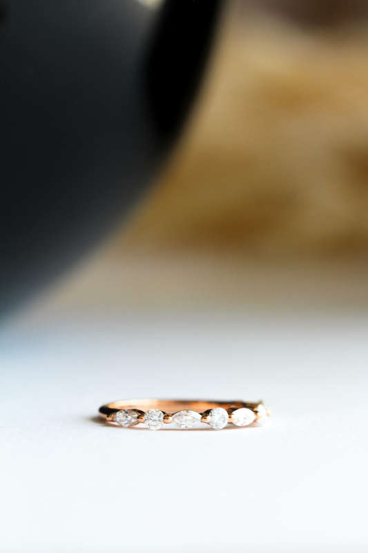 Round Moissanite and Marquise Eternity Ring