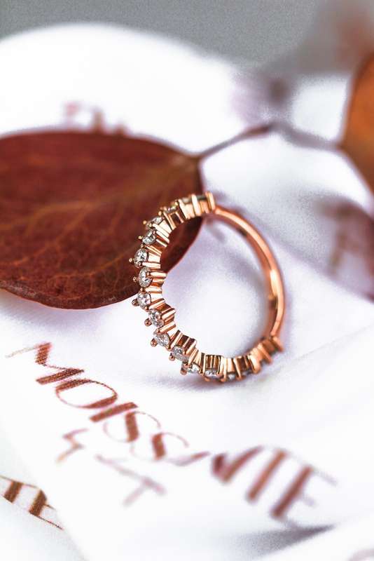 Rose Gold Moissanite Staggered Cluster Eternity Band