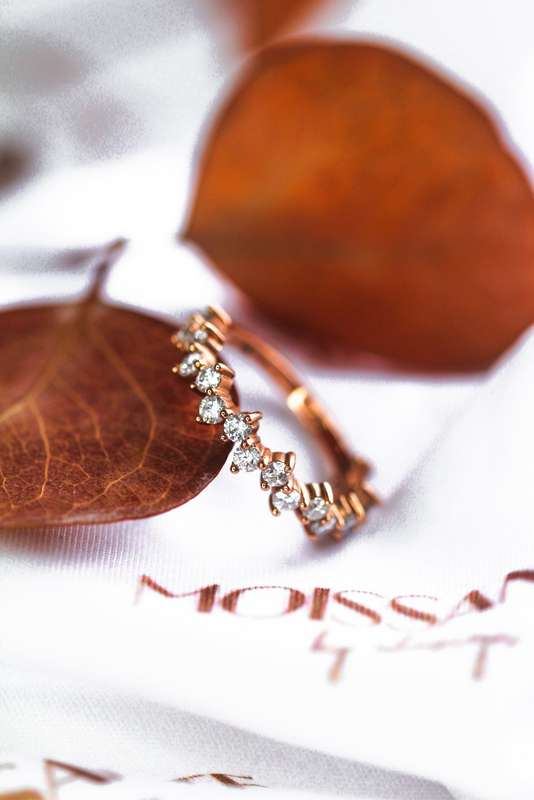 Rose Gold Moissanite Staggered Cluster Eternity Band
