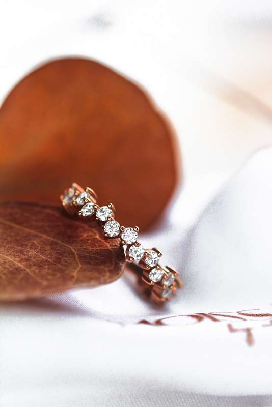 Rose Gold Moissanite Staggered Cluster Eternity Band