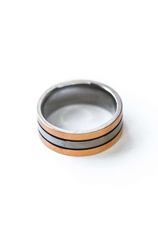 Titanium & Rose Gold Plated Wedding Band (8mm)